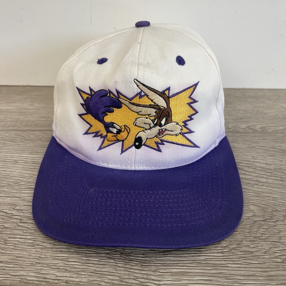Vintage Looney Tunes Wile E Coyote Road Runner Embroidered Two Tone Snapback Hat